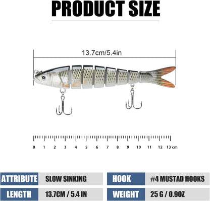 Fishing Lures for Freshwater and Saltwater, Lifelike Swimbait for Bass Trout Crappie, Slow Sinking Bass Fishing Lure, Amazing Fishing Gifts for Men, Must-Have for Family Fishing Gear