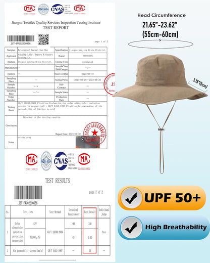 Waterproof Bucket Rain Hat for Women Wide Brim Summer UPF50+ Cowboy Sun Hat Men Foldable Soft Floppy Beach Hat