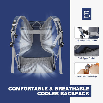 Cooler Backpack,35/50 Can Backpack Cooler Leakproof,Insulated Soft Cooler Bag,Camping Cooler,Beach Cooler,Ice Chest Backpack,Lightweight Travel Cooler Lunch Backpack for Hiking,Shopping