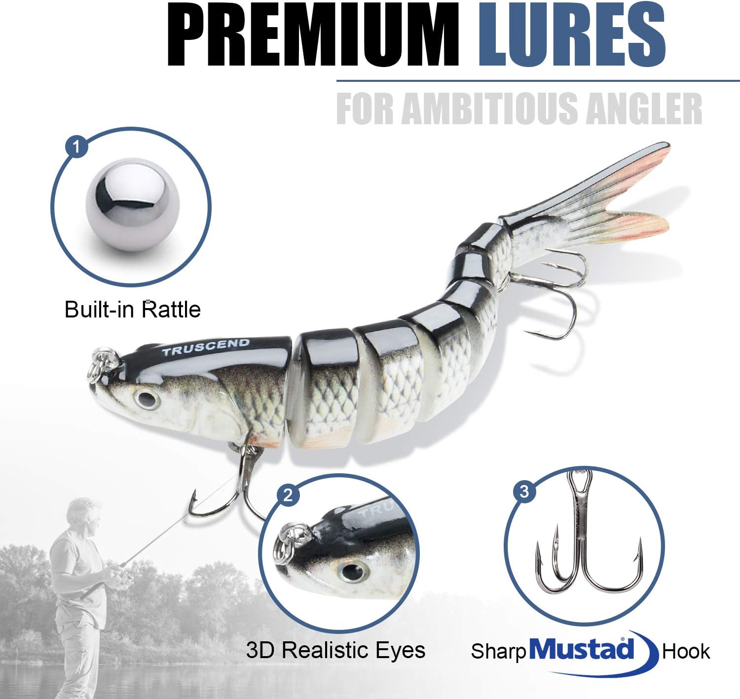 Fishing Lures for Freshwater and Saltwater, Lifelike Swimbait for Bass Trout Crappie, Slow Sinking Bass Fishing Lure, Amazing Fishing Gifts for Men, Must-Have for Family Fishing Gear