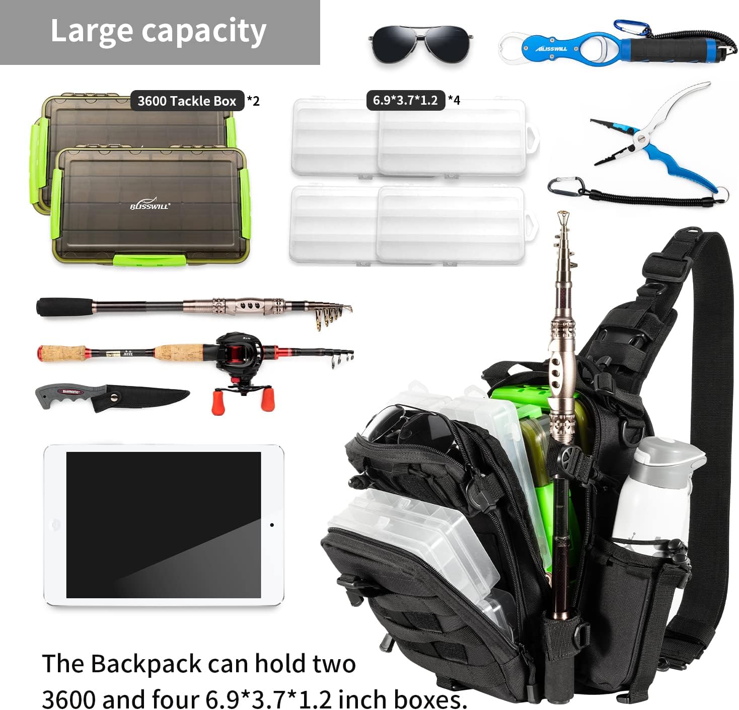 Fishing Backpack Outdoor Tackle Bag Large Fishing Tackle Bag Water-Resistant Fishing Backpack