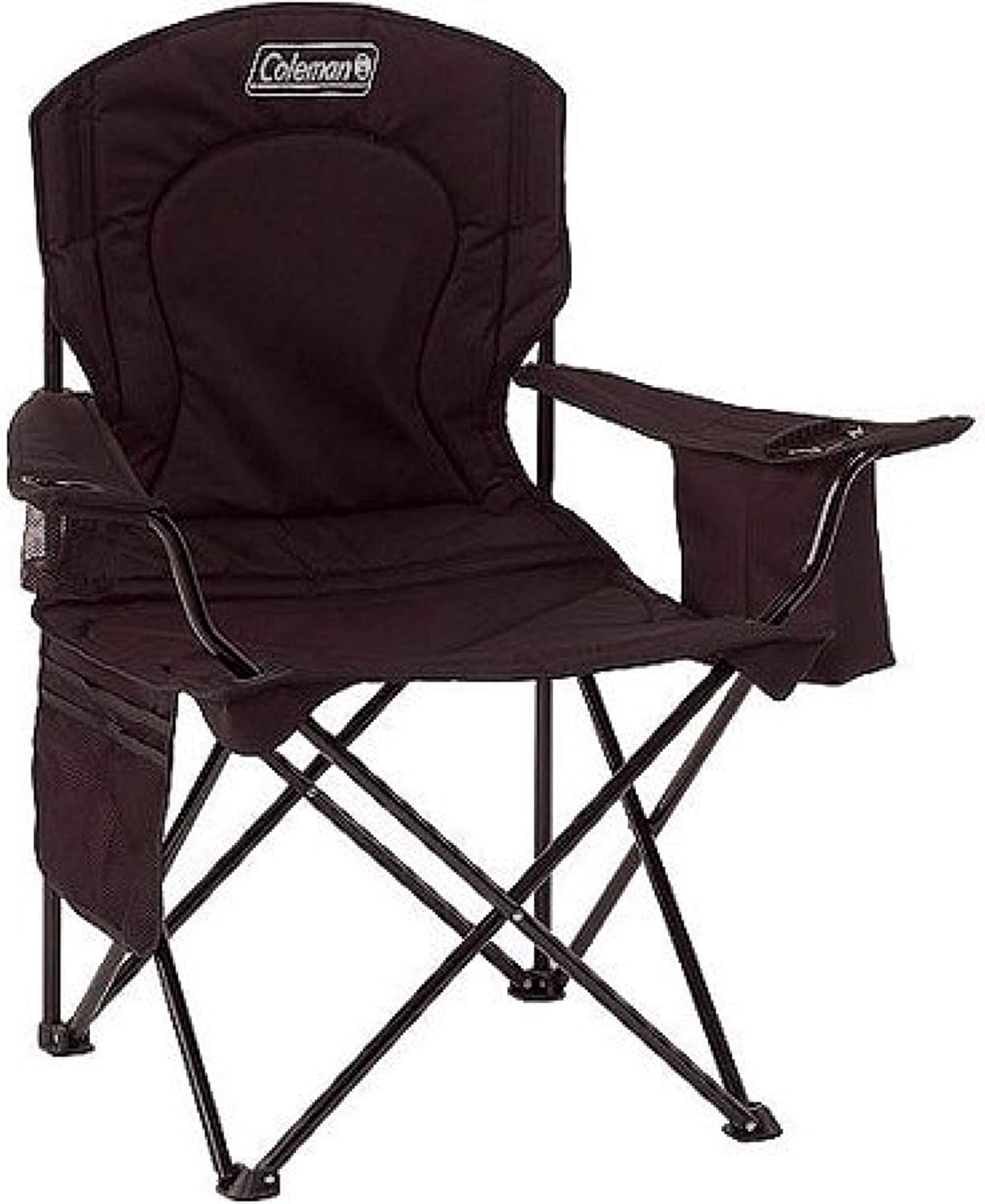 Portable Camping Chair with 4-Can Cooler, Fully Cushioned Seat and Back with Side Pocket and Cup Holder, Carry Bag Included, Collapsible Chair for Camping, Tailgates, Beach, and Sports