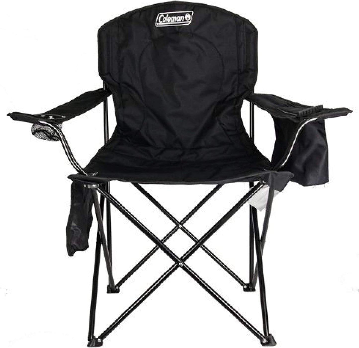 Portable Camping Chair with 4-Can Cooler, Fully Cushioned Seat and Back with Side Pocket and Cup Holder, Carry Bag Included, Collapsible Chair for Camping, Tailgates, Beach, and Sports