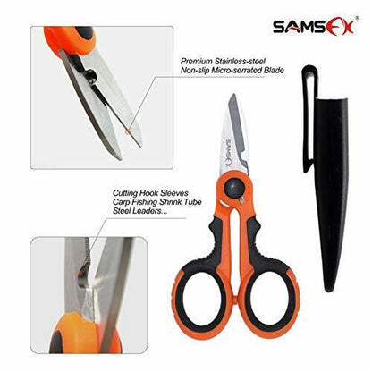 SAMSFX Fishing Heavy Duty Anti-Slip Serrated Edge Scissors Saltwater Freshwat...