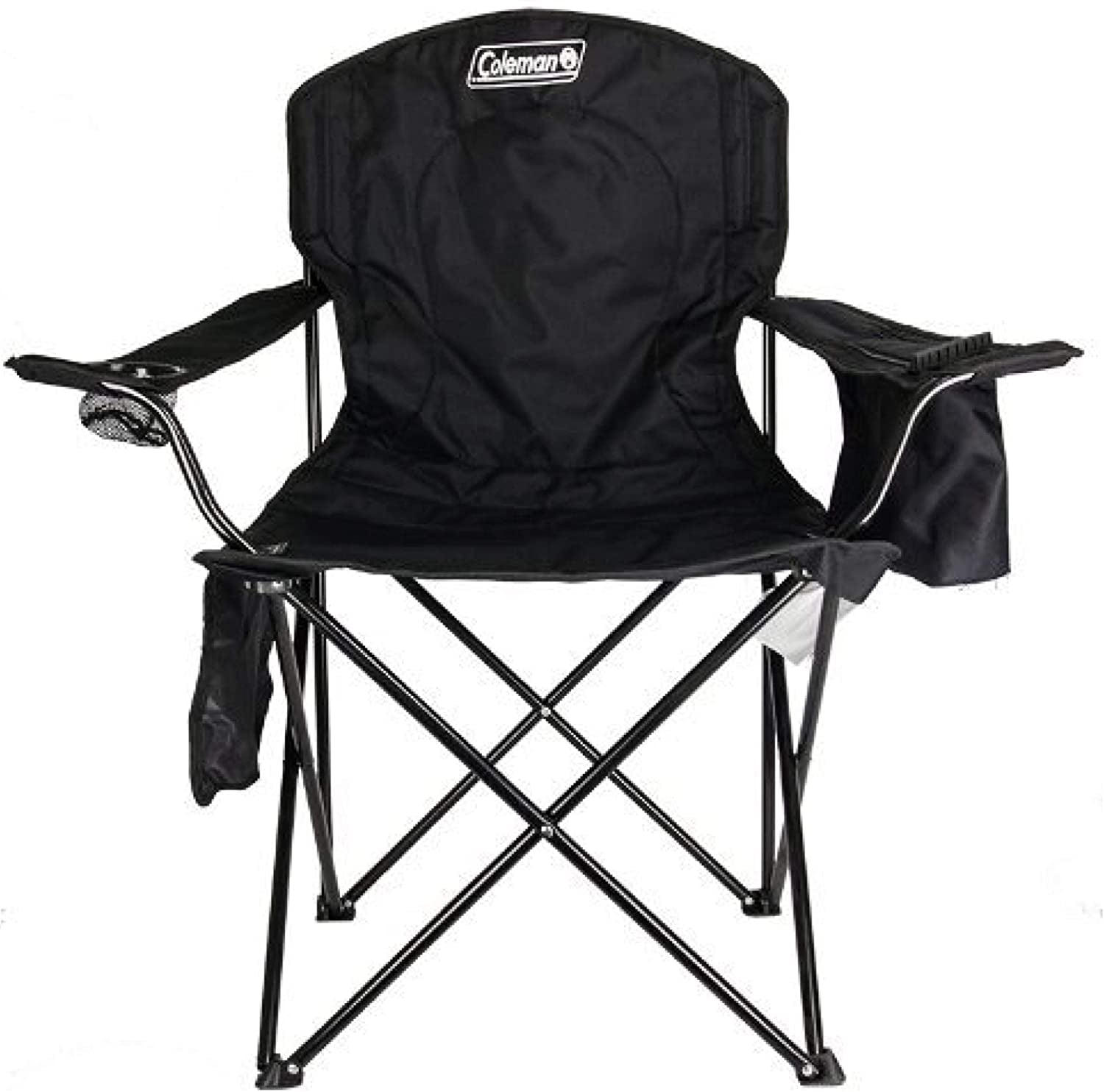 Portable Camping Chair with 4-Can Cooler, Fully Cushioned Seat and Back with Side Pocket and Cup Holder, Carry Bag Included, Collapsible Chair for Camping, Tailgates, Beach, and Sports