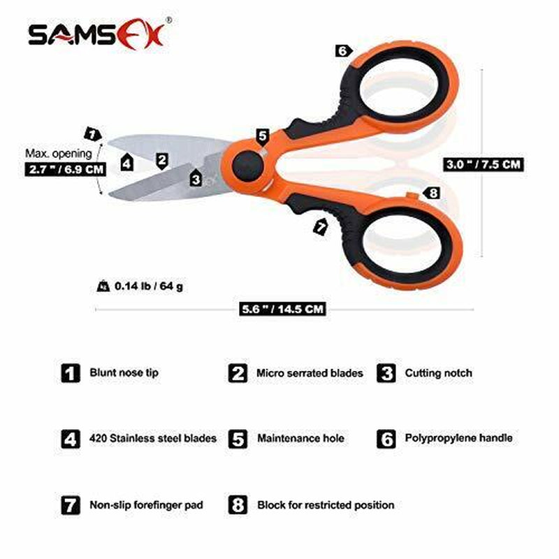 SAMSFX Fishing Heavy Duty Anti-Slip Serrated Edge Scissors Saltwater Freshwat...