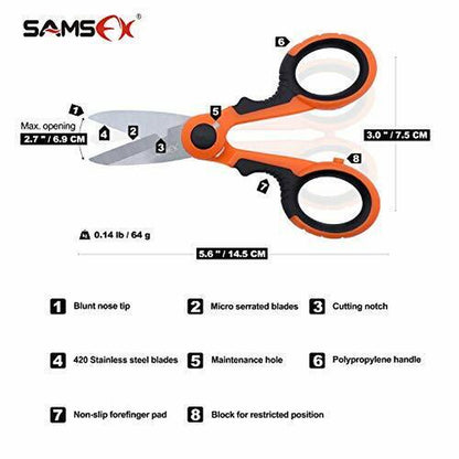 SAMSFX Fishing Heavy Duty Anti-Slip Serrated Edge Scissors Saltwater Freshwat...