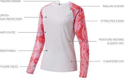 Women’S UPF 50+ UV Sun Protection T-Shirt Long Sleeve Fishing Hiking Performance Shirts