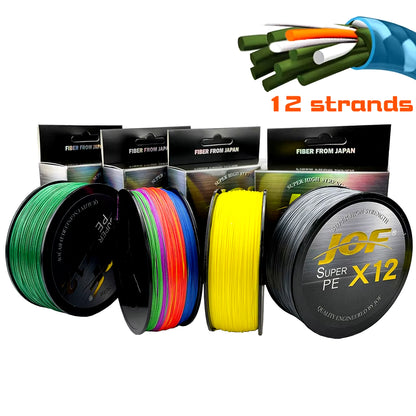 X12 Upgraded Braided Fishing Lines Super Strong 12-Strand Multifilament PE Line 100M 300M 500M 25LB 30LB 39LB 50LB 65LB 92LB