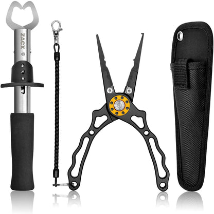 Fish Lip Gripper Pliers - Upgraded Muti-Function Hook Remover and Split Ring Pliers for Fly Fishing, Ice Fishing, Fishing Gear - Gift for Men (Package B)