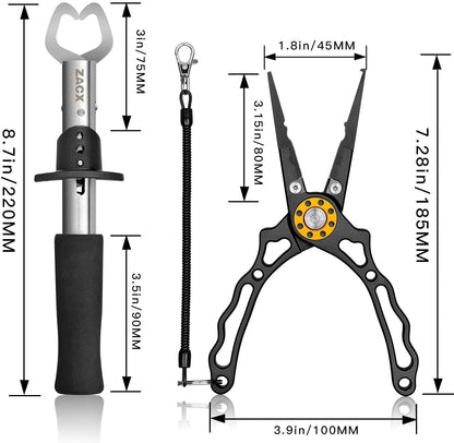 Fish Lip Gripper Pliers - Upgraded Muti-Function Hook Remover and Split Ring Pliers for Fly Fishing, Ice Fishing, Fishing Gear - Gift for Men (Package B)